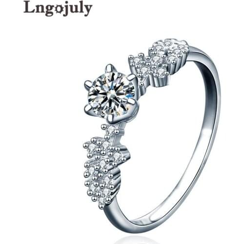 Pure 925 Sterling Silver Women Ring 5MM D Color Moissanite Ring For Women Luxury Engagement Party Silver 925 Wedding Ring