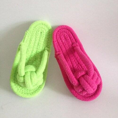 Puppy Pet Dog Chew Toys Shoes Rope Tooth Clean Chew Toy Hand Made Shoes Slippers Cat Pet Toys Dog Supplies For Small Dogs 17cm