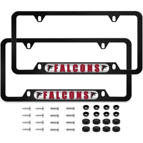 CARLANGEE 2 PCS Falcons Stainless Steel Chrome License Plate Frames Set