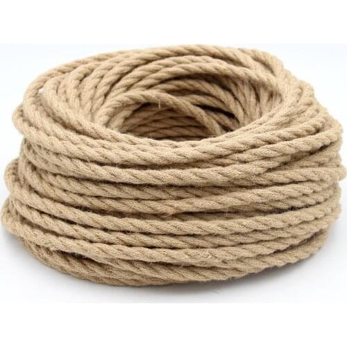 2 Core or 3 Core Retro Hemp Cord Cable Electrical Wire Fabric Cable DIY Vintage Pendant Lamp Cable Twisted Cable