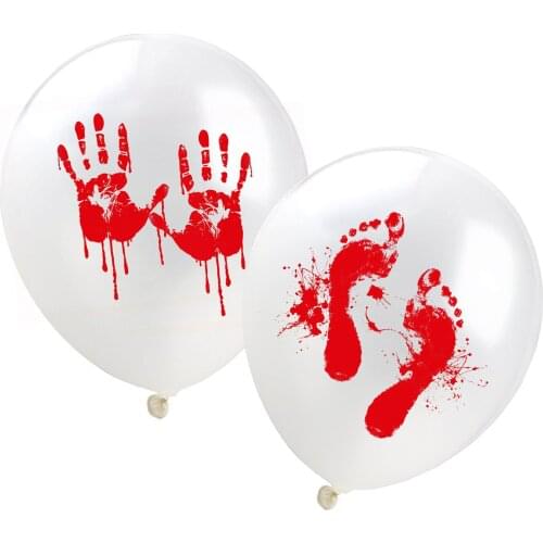 20pcs 12inch All Saints' Day Bloody Handprints Footprint Latex Balloons Transparent DIY Ballons Halloween Party Garden Bar Decor