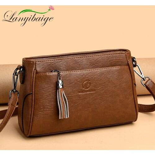 2021 Fashion Tassel Lady Bags Soft PU Leather Shoulder Bags Female Packet Designer High-end Quality Casual Simple Diagonal Bag