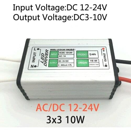 12V-24V AC to 3-10V DC 10W 900mA LED Driver Adapter Transformer Switch Power Supply IP67 For Floodlight 3 series 3 parallel