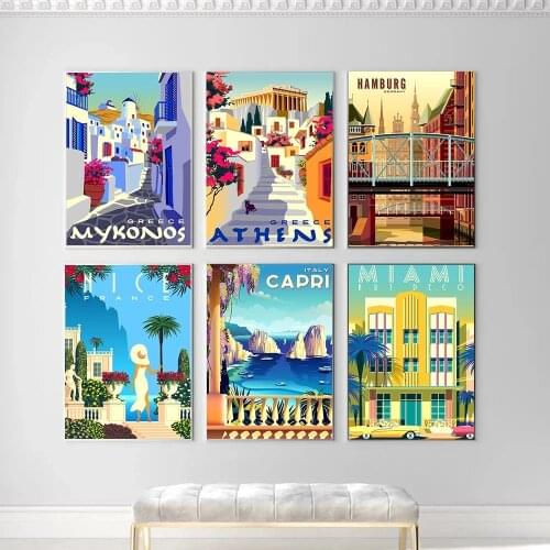 5D DIY Diamond Painting Greece Italy Germany Travel Cities Landscape Diamond Mosaic Cross Stitch Kits Room Decoration