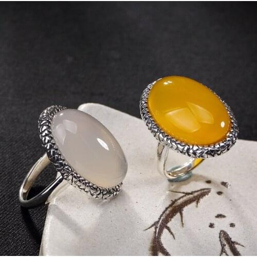 White Topaz Pulp Contracted Personality Atmosphere Restoring Ancient Ways Ring Ring Wholesale High-grade Openings