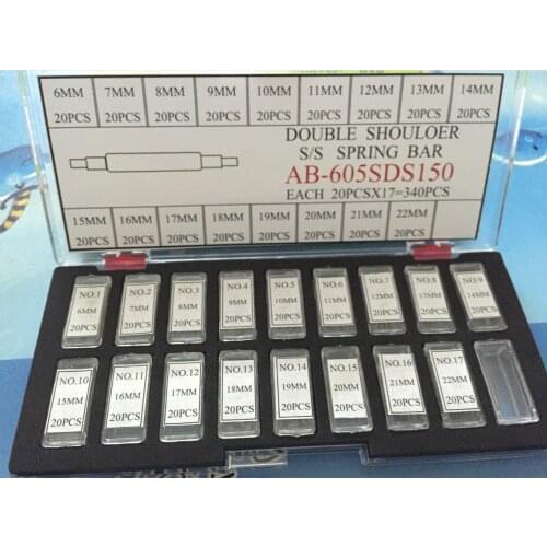 Free Shipping 340pcs Stainless Steel Double Shoulder 6mm~22mm Spring Bar for Watch Repair