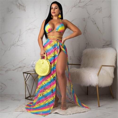Bohemian Fashion Sexy Womens Dress Beach&Pool Party Swimsuit 2 Piece &3 Piece Swimwear Sexy 5097