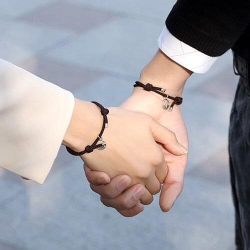 Couple bracelet Womens bracelets 2Pcs/set Friendship Rope Braided Distance Couple Magnetic Bracelet Kit Attract Lover Jewelry