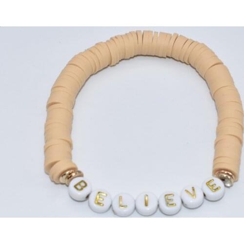 Heishi beads BELIEVE owrds HOPE MAMA bracelet for women
