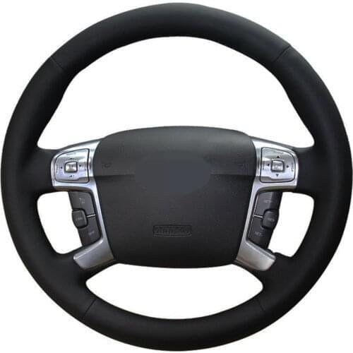 Car Steering Wheel Cover Hand-stitched Black Artificial Leather For Ford Mondeo Mk4 2007 2008 2009 2010 2011 2012 S-Max 2008