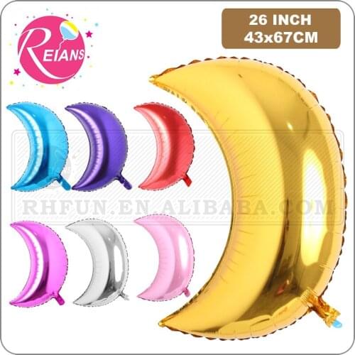 26 inch large moon foil helium balloons baby shower 100 days kids birthday party wedding decoration supplies big moon balloons