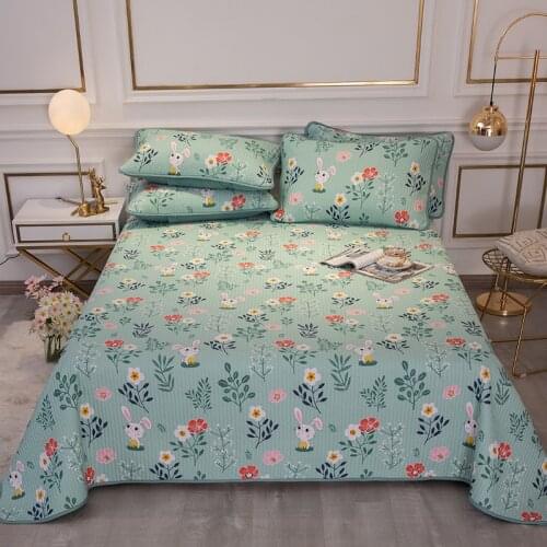 Printed cotton bed cover three-piece cotton quilted bed sheet mattress cover