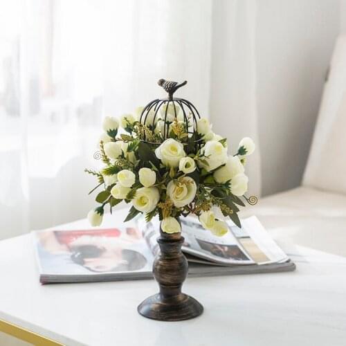 Antique birdcage flower art ornaments props fake flowers simulation flowers living room dining room table top flower decoration