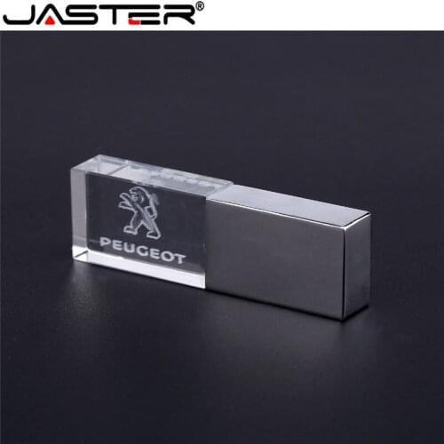 JASTER Crystal + Metal USB Flash Drive 4GB 8GB 16GB 32GB 64GB 128GB External Storage Memory Stick USB Flash Drive Gift
