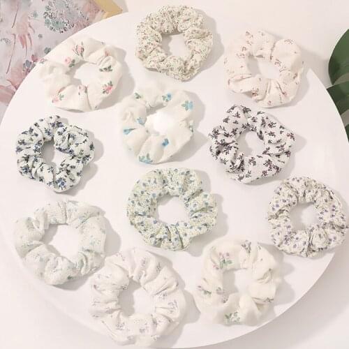 Korean Floral Print Scrunchies Fashion Hairband Hair Rope for Ponytail Holder Elastic Hair Band Sweet Hair Ties Hair Accessories