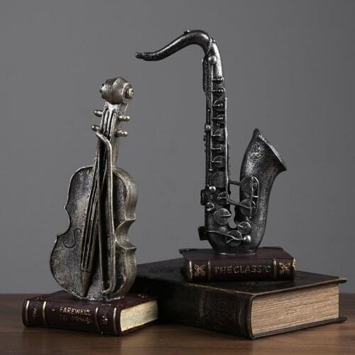 Creative Vintage Resin Musical Instrument Model Statue Home Coffee Bar Shop Decoration Wine Cabinet Figurine Sculpture Ornaments