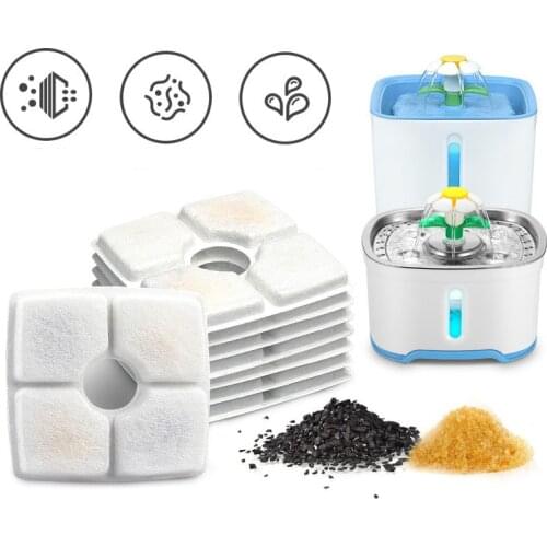 Square Cat Fountain Activated Carbon Filter Pack Refill Replacement Filters for Pet Drinking Fountain Water Dispenser