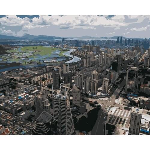 MaHuaf-j176 landscapes buildings dubai skyscrapers painting by numbers art canvas painting for living room