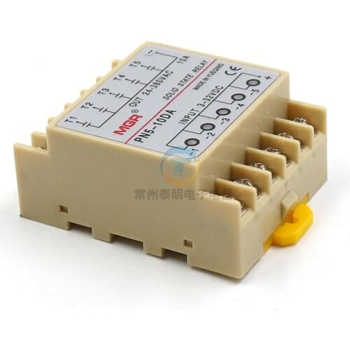 Din rail mounting PN5-10DA 5 Channel SSR quintuplicate five input 3~32VDC output 24~380VAC single phase DC solid state relay