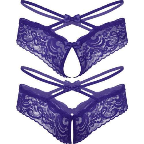 Mens Lingerie Underwear See-through Lace Crotchless Open Crotch Briefs Thongs Bowknot Low Waist Sissy Gay Panties Underpants