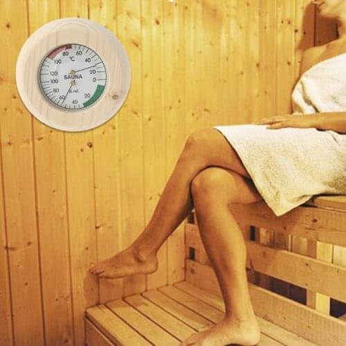 Analog Thermometer Wall Hanging Wood Thermo-Hygrometer Temperature and Humidity Gauge Sauna Room wholesales