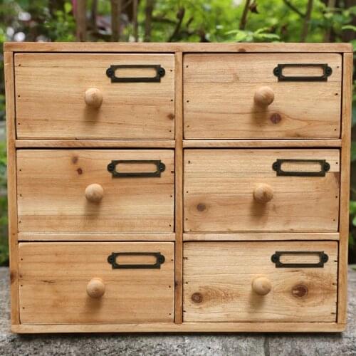 Table version primitive original handmade wood cabinet small drawer