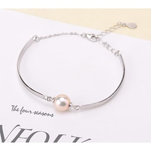 New Arrival 925 Sterling Silver Bracelet Settings Findings Mountings Base Parts Bangle for Akoya Edison Pearls Jade Coral Beads