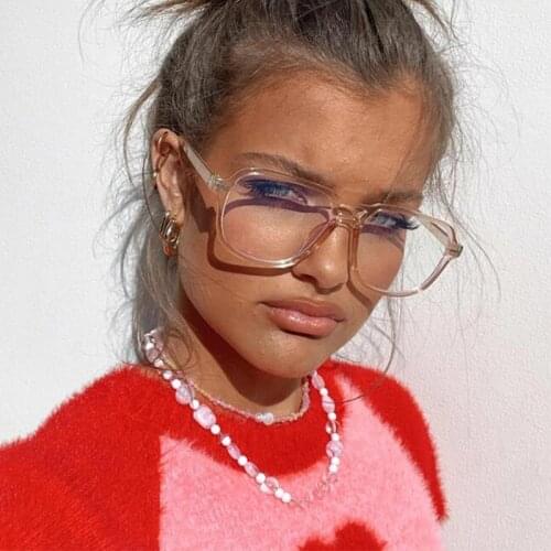 Retro Classic Anti-Blue Light Glasses Women Men Brand Designer Double Beam Rice Nails Large Frame Square Eyeglasses Flat Mirror