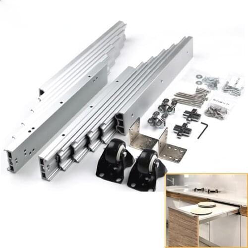 Concealed folding table guide rail hinge, Aluminum telescopic cabinet table slide, Flat push folding furniture hardware