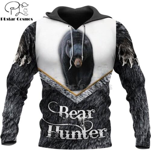 PLstar Cosmos bear HUNTING 3D Printed Shirts 3D Print Hoodies/Sweatshirt/Zipper Man Women big black bear Bow Hunter Bear-1