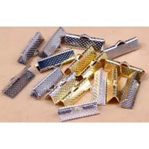 Plz choose 1 color)25MM 100Pcs Ribbon End Connectors Flat Cord Metal Final Hook Jewelery Findings 011019003