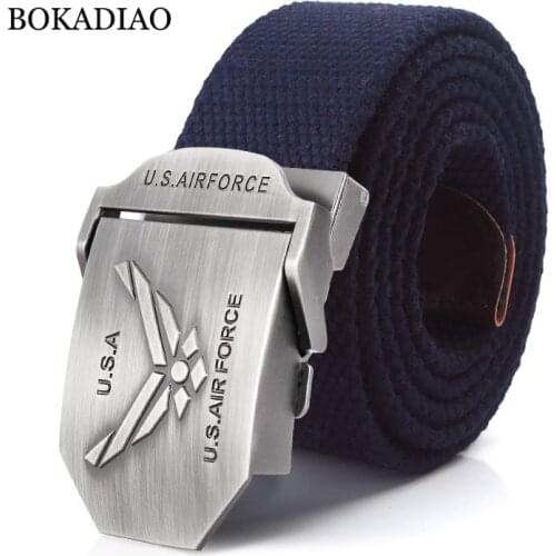 BOKADIAO Men&Women Military Canvas belt luxury U.S.AIR FORCE Metal buckle jeans belt Army tactical belts for Men waistband strap