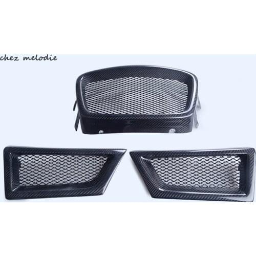 3pcs/set primer unpainted FRP/real carbon fiber car front bumper Grill for Subaru Impreza WRX STI 9 2005-2007