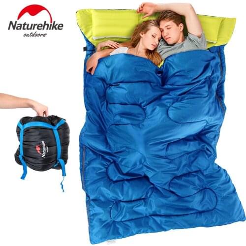 Naturehike Outdoor Camping Sleeping Bag 2 Persons Envelope Type Pure Cotton Sleeping Bag With Detachable Pillows Camping Travel