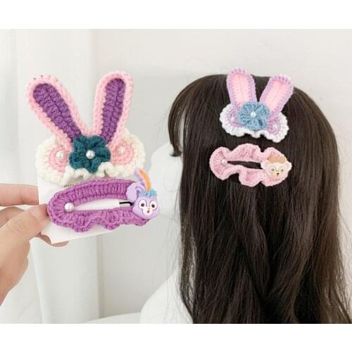 Cute Cartoon Rabbit Hairpin For Girl Hair Accessories Hair Clips Knitted Hair Trim Tools Barrettes Kids Hair Wear Headdress
