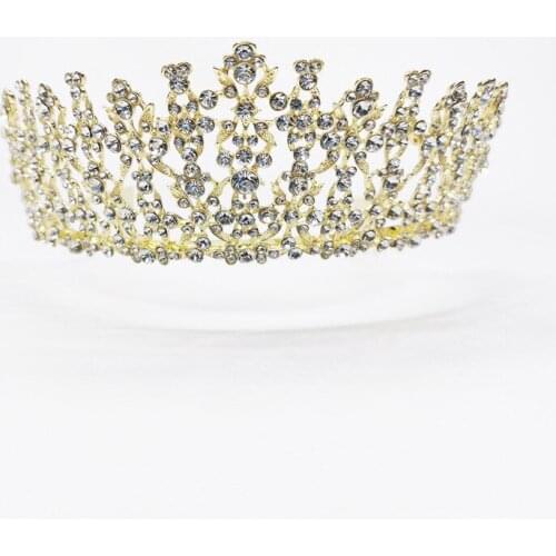 Bridal Wedding Tiaras Rhinestone Headbands Crowns for Women Girls Princess Diadem Gold Color Crystal Headpieces with Combs