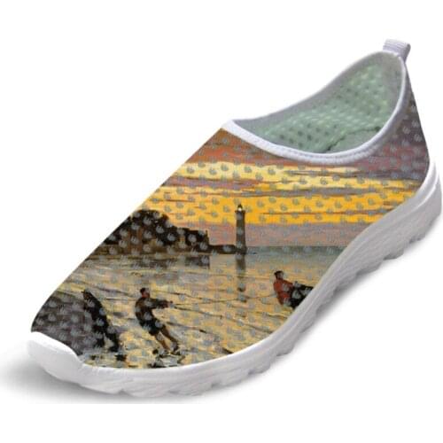 Light Weight Male Causal Flats Shoes Fashionable Painting Art Print Men Summer Sneakers Breathable Mesh Shoes Claude Monet