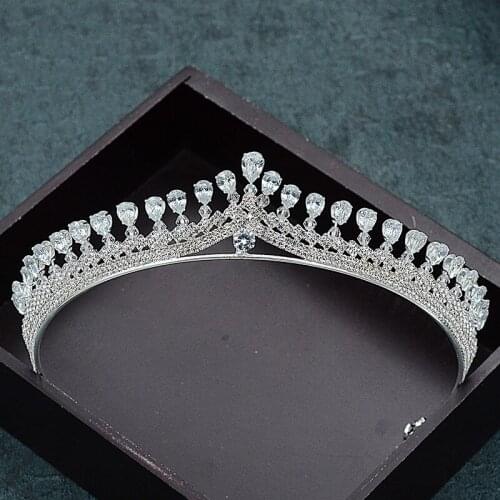 Cubic Zirconia Wedding Tiara Bride Big King Princess Crown Headband Bridal Tiara Noiva Hairband Hair Comb Headpiece Head Jewelry