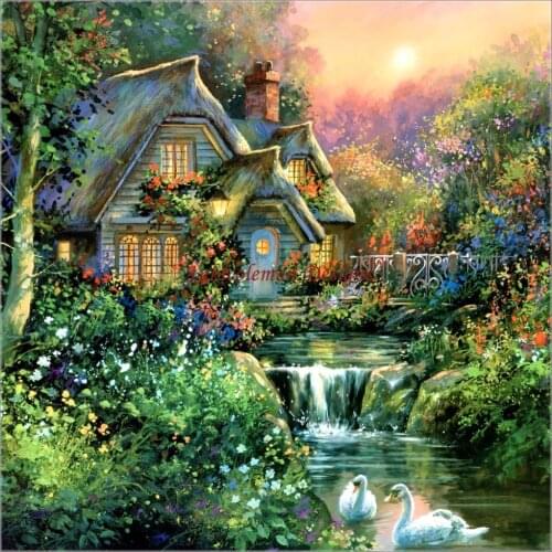 Needlework for embroidery DIY French DMC High Quality - Counted Cross Stitch Kits 14 ct Oil painting - 7 Rattler Cottage