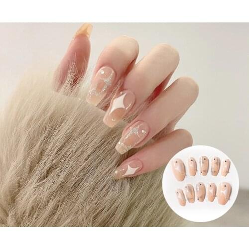 High Quality 24pcs Stars Wear Long Paragraph Fashion Manicure Patch False Nails Save Time Wearable Nail Patch