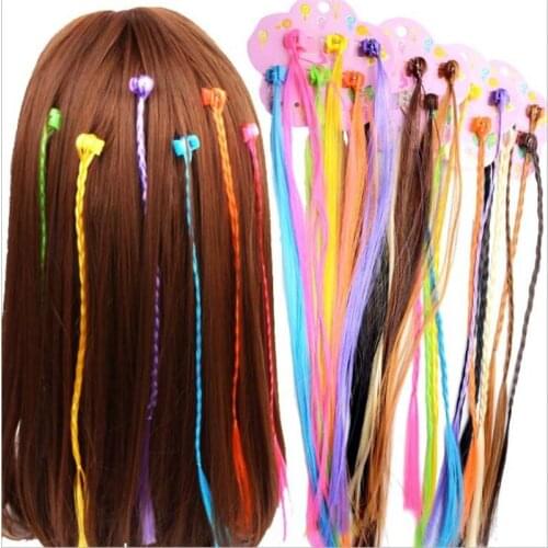 6pcs/lot Girls Colorful Wigs Ponytail Hair Ornament Hair Claw Hair Clips Twist Braid Headwear for Kids Girls Hair Accessories