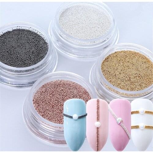 1box Nail Art 0.4mm 3d Micro Steel Beads Mixed Color Nail Art Decoration Mini Small Diy Charms Stud Manicure Accessory Nail Tool