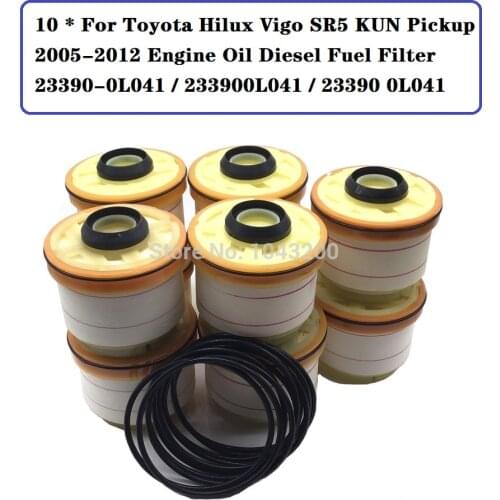 10 * For Toyota Hilux Vigo SR5 KUN Pickup 2005-2012 Engine Oil Diesel Fuel Filter 23390-0L041 / 233900L041 / 23390 0L041