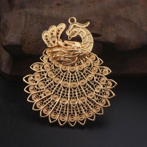 10pcs Brass Casted Charms Peacock Phoenix Quality Gold Silver Color DIY Handmade Craft Pendant Drop Hanging Earrings Making