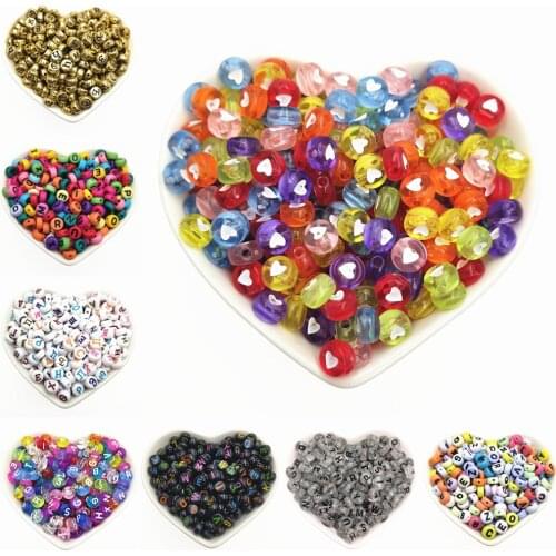 200pcs/620pcs 7mm Multi Styles Letter Acrylic Loose Beads Number Heart Love Alphabet Beads for Jewelry Making DIY Bracelet Gift