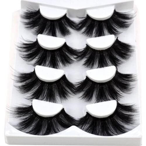 2020 NEW 4 Pairs 3D Mink Hair False Eyelashes Criss-cross Wispy Cross Fluffy 25mm Lashes Extension Handmade Eye Makeup Tools