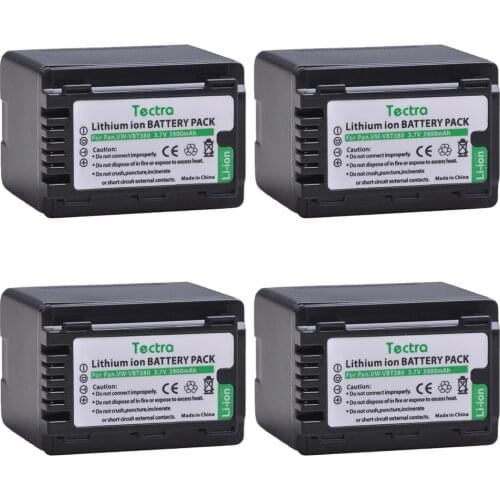 4pcs 3900mAh VW-VBT380 VBT380 VW-VBT190 Battery for Panasonic HC-V110, HC-V130, HC-V160, HC-V180, HC-V201, HC-V250,HC-V260