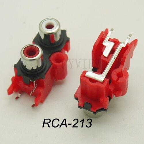 4PCS/PACK) PCB Mounting Stereo Audio Video Jack RCA Female Connector TWO hole (W+R) RCA-213