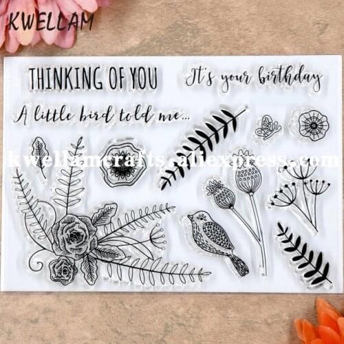 Flowers Bird THINKING OF YOU Scrapbook DIY photo cards rubber stamp clear stamp transparent stamp 10.5x15cm KW8091109
