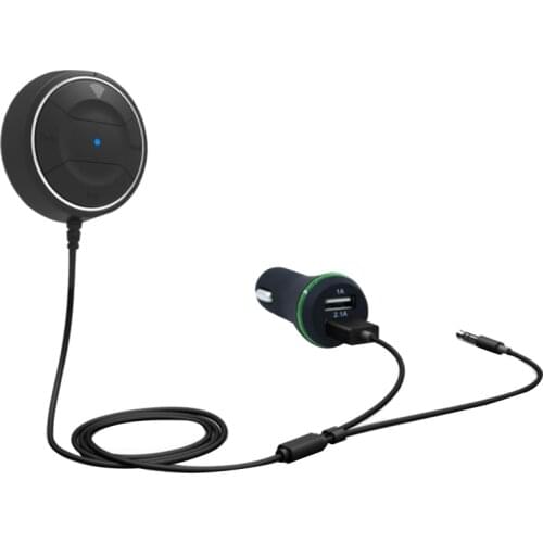 Novel-Bluetooth Car Kit Handsfree AUX 3.5MM Music Audio Receiver Car MP3 Player Dual USB Car Charger